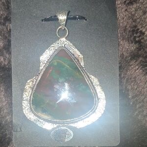 Elegant Sterling Silver and Multicolor Pendant Necklace